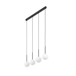 Sale TK Lighting Hängeleuchte Metall Glas L: 78 cm Schwarz Weiß 4x G9
