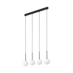 Sale TK Lighting Hängeleuchte Metall Glas L: 78 cm Schwarz Weiß 4x G9