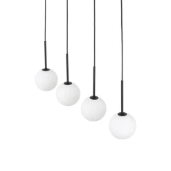 Sale TK Lighting Hängeleuchte Metall Glas L: 78 cm Schwarz Weiß 4x G9