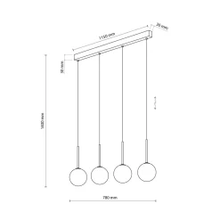 Sale TK Lighting Hängeleuchte Metall Glas L: 78 cm Schwarz Weiß 4x G9