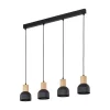 Sale TK Lighting Hängeleuchte Metall Holz E27 Schwarz Holz 4-flammig