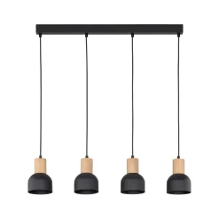 Sale TK Lighting Hängeleuchte Metall Holz E27 Schwarz Holz 4-flammig