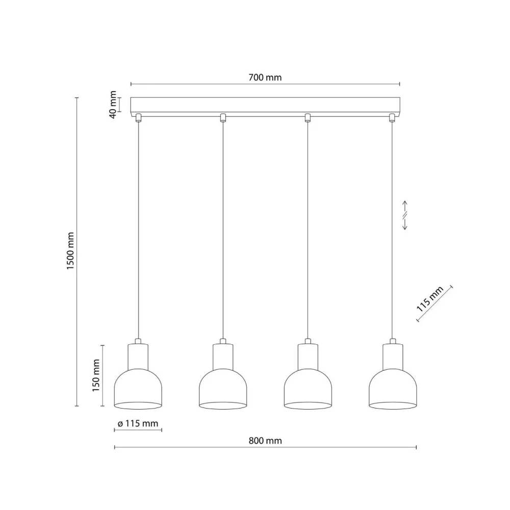 Sale TK Lighting Hängeleuchte Metall Holz E27 Schwarz Holz 4-flammig