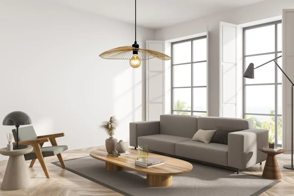 Clearance Searchlight Hängeleuchte Metall in Gold E27 Ø 53 cm höhenverstellbar