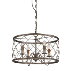 Elstead Hängeleuchte Metall in Silber antik Ø53cm Industrial* Hängelampen|Industrie Lampen