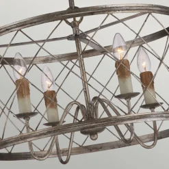 Elstead Hängeleuchte Metall in Silber antik Ø53cm Industrial* Hängelampen|Industrie Lampen