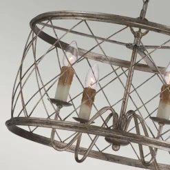 Elstead Hängeleuchte Metall in Silber antik Ø53cm Industrial* Hängelampen|Industrie Lampen