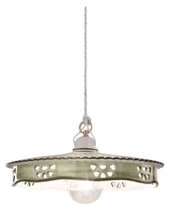 Hot Ferroluce Hängeleuchte Metall Keramik D: 33 cm E27 rund Landhaus