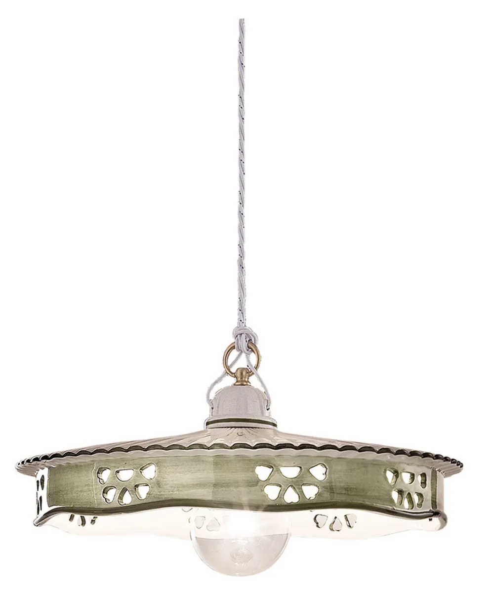 Hot Ferroluce Hängeleuchte Metall Keramik D: 33 cm E27 rund Landhaus