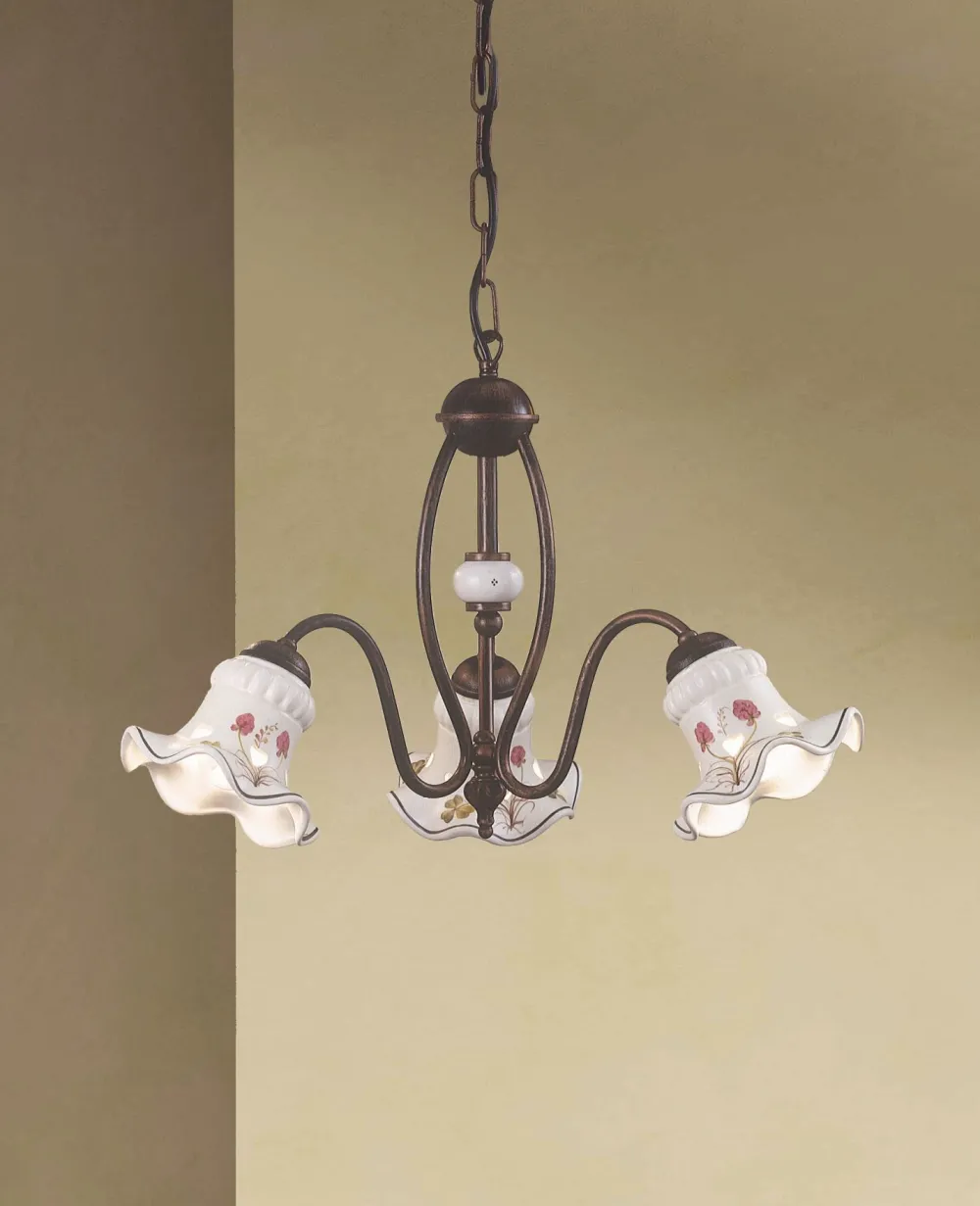 Hot Ferroluce Hängeleuchte Metall Keramik E14 3-flammig Landhaus