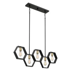 Elstead Hängeleuchte Metall L: 101,6 cm höhenverstellbar Schwarz Gold* Bürolampen|Wohnzimmerlampen