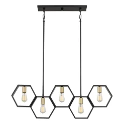 Elstead Hängeleuchte Metall L: 101,6 cm höhenverstellbar Schwarz Gold* Bürolampen|Wohnzimmerlampen