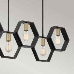 Elstead Hängeleuchte Metall L: 101,6 cm höhenverstellbar Schwarz Gold* Bürolampen|Wohnzimmerlampen