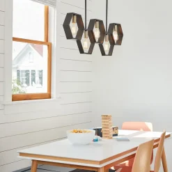 Elstead Hängeleuchte Metall L: 101,6 cm höhenverstellbar Schwarz Gold* Bürolampen|Wohnzimmerlampen