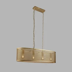 Searchlight Hängeleuchte Metall Mesh B: 91 cm 4x E27 in Gold* Hängelampen|Wohnzimmerlampen