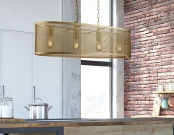 Searchlight Hängeleuchte Metall Mesh B: 91 cm 4x E27 in Gold* Hängelampen|Wohnzimmerlampen