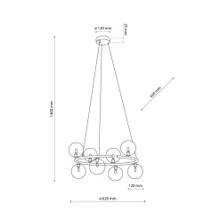 Sale TK Lighting Hängeleuchte Metall Rauchglas G9 Ø 62 cm H: max. 140 cm