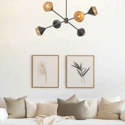 Elstead Hängeleuchte Metall Seil H: max. 162,5 cm Schwarz Beige E14* Hängelampen|Esszimmer Lampen