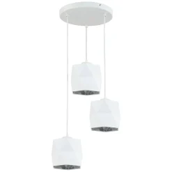 Best TK Lighting Hängeleuchte Metall Stoff E27 in Weiß Silber