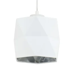 Best TK Lighting Hängeleuchte Metall Stoff E27 in Weiß Silber