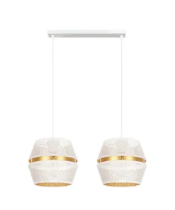 Belis Hängeleuchte Metall Weiß Gold E27 50 cm lang 2-flammig* Hängelampen|Bürolampen