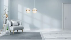 Belis Hängeleuchte Metall Weiß Gold E27 50 cm lang 2-flammig* Hängelampen|Bürolampen