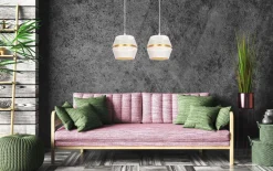 Belis Hängeleuchte Metall Weiß Gold E27 50 cm lang 2-flammig* Hängelampen|Bürolampen