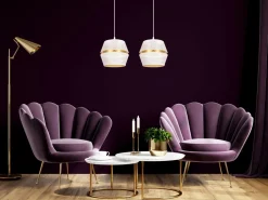 Belis Hängeleuchte Metall Weiß Gold E27 50 cm lang 2-flammig* Hängelampen|Bürolampen