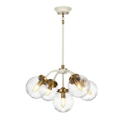 Elstead Hängeleuchte mit Schirm Creme Messing Metall Glas* Hängelampen|Esszimmer Lampen