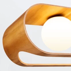 Elstead Hängeleuchte Modern B: 85 cm Furnier aus Teak Holz Glas 3x E27* Hängelampen|Bürolampen