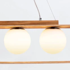 Elstead Hängeleuchte Modern B: 85 cm Furnier aus Teak Holz Glas 3x E27* Hängelampen|Bürolampen