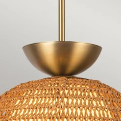 New Elstead Hängeleuchte Rattan Glas Metall Ø 37,5 cm H: max. 147,9 cm E27