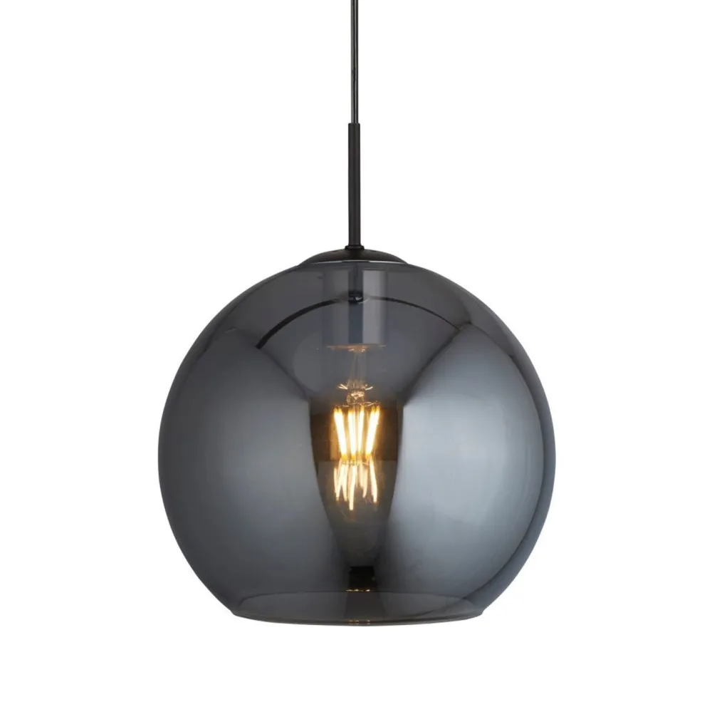 Discount Searchlight Hängeleuchte Rauchglas Ø 30 cm Grau Schwarz KAYLEE