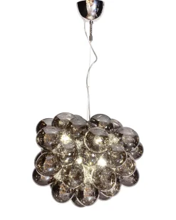 By Rydéns Hängeleuchte Rauchglas 50 cm breit 8x G9 Modern Chrom Grau* Hängelampen|Wohnzimmerlampen