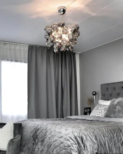 By Rydéns Hängeleuchte Rauchglas 50 cm breit 8x G9 Modern Chrom Grau* Hängelampen|Wohnzimmerlampen