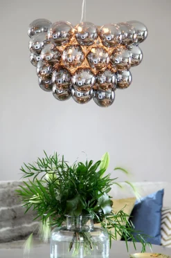 By Rydéns Hängeleuchte Rauchglas 50 cm breit 8x G9 Modern Chrom Grau* Hängelampen|Wohnzimmerlampen