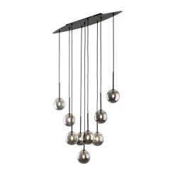 TK Lighting Hängeleuchte Rauchglas Metall höhenverstellbar Schwarz Grau* Hängelampen|Esszimmer Lampen