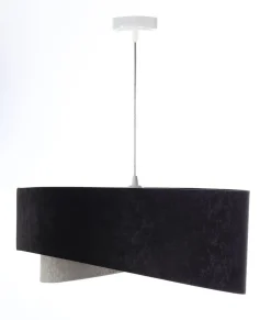 Outlet BPS Koncept Hängeleuchte rund Ø 50 cm E27 Stoff Schwarz Gold Grau Silber