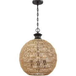 Clearance Elstead Hängeleuchte rund Ø 46,5 cm H: max. 251,4 cm Seil Schirm