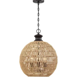 Clearance Elstead Hängeleuchte rund Ø 46,5 cm H: max. 251,4 cm Seil Schirm