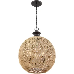 Clearance Elstead Hängeleuchte rund Ø 46,5 cm H: max. 251,4 cm Seil Schirm