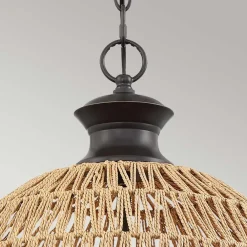 Clearance Elstead Hängeleuchte rund Ø 46,5 cm H: max. 251,4 cm Seil Schirm