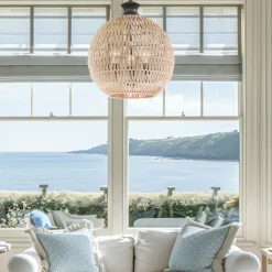 Clearance Elstead Hängeleuchte rund Ø 46,5 cm H: max. 251,4 cm Seil Schirm