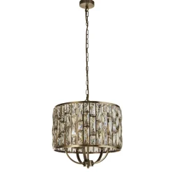 Searchlight Hängeleuchte rund Ø 44 cm Kristall in Messing Creme 5x E14* Hängelampen|Esszimmer Lampen