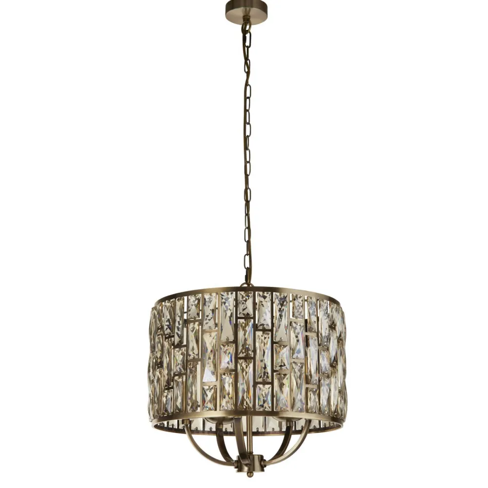 Searchlight Hängeleuchte rund Ø 44 cm Kristall in Messing Creme 5x E14* Hängelampen|Esszimmer Lampen