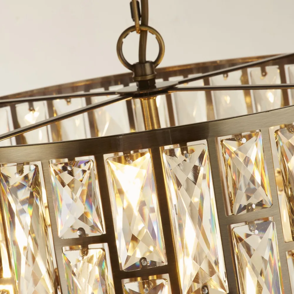 Searchlight Hängeleuchte rund Ø 44 cm Kristall in Messing Creme 5x E14* Hängelampen|Esszimmer Lampen