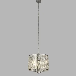 Searchlight Hängeleuchte rund Ø 38 cm Kristall in Chrom Klar 3x E27* Hängelampen|Wohnzimmerlampen