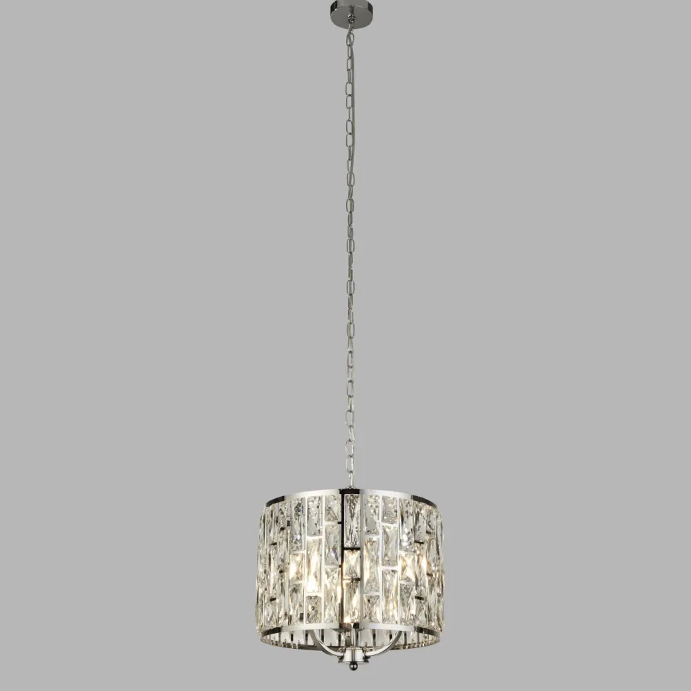 Searchlight Hängeleuchte rund Ø 38 cm Kristall in Chrom Klar 3x E27* Hängelampen|Wohnzimmerlampen