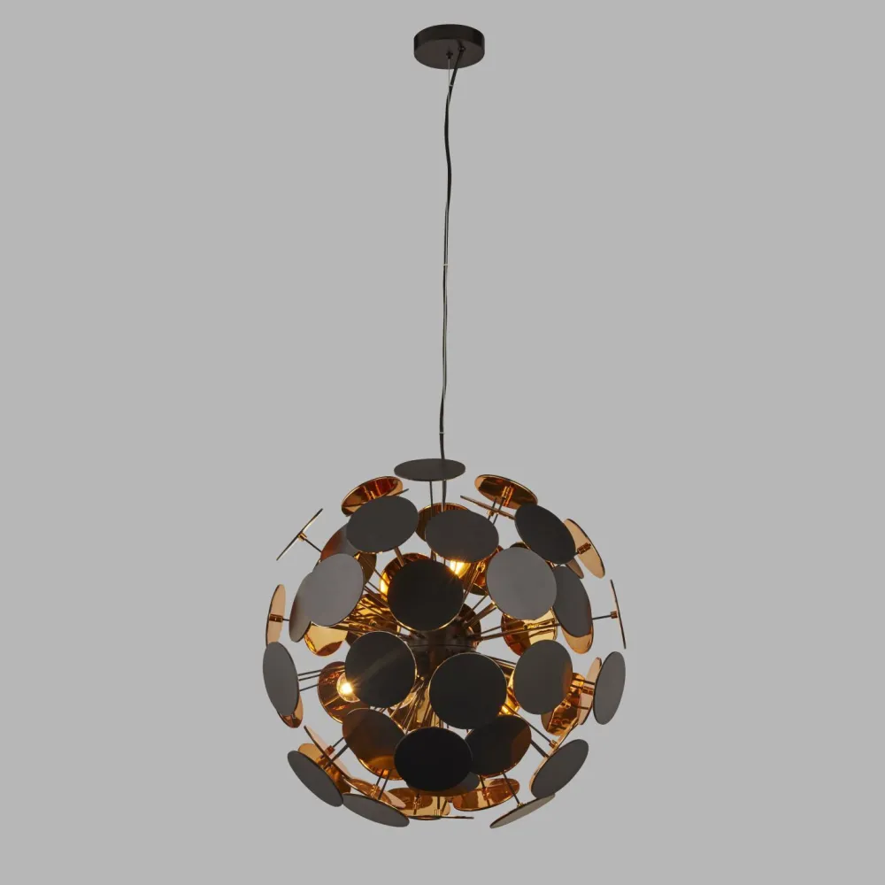 Clearance Searchlight Hängeleuchte rund Ø 54 cm Metall Schwarz Gold 6x E14