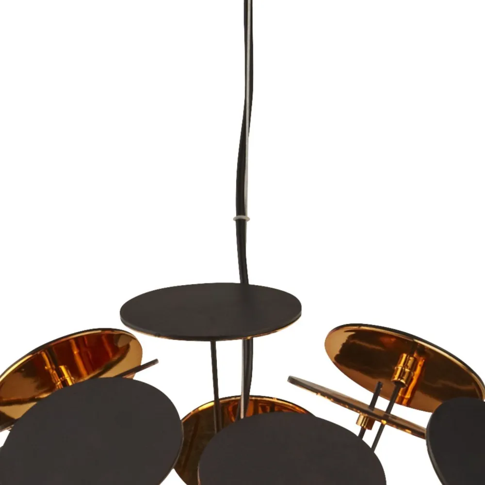 Clearance Searchlight Hängeleuchte rund Ø 54 cm Metall Schwarz Gold 6x E14